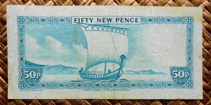 Isla de Man 50 new pence 1979 reverso