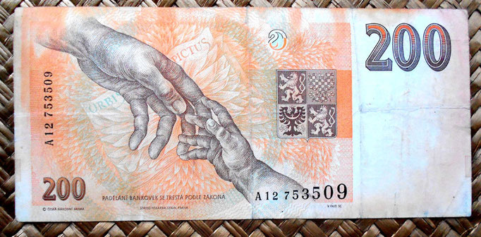 Chequia 200 korun 1993 reverso