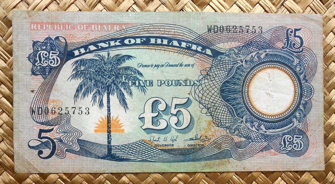 Biafra 5 pounds 1968 anverso