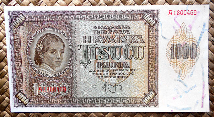 Croacia 1000 kunas 1941 (170x90mm) anverso