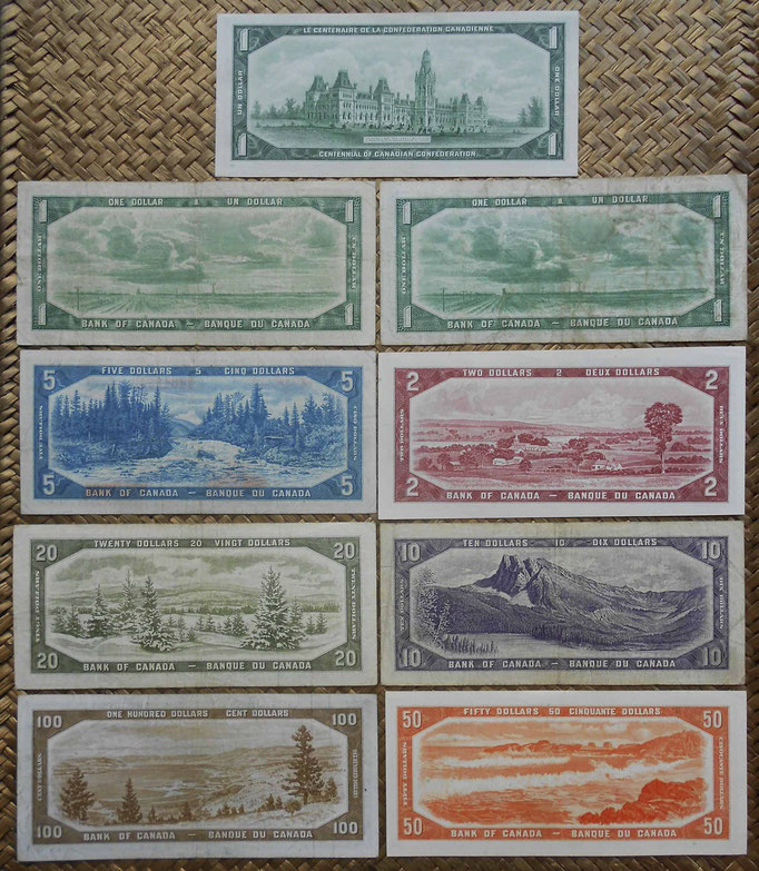Canada serie Dollars 1954 Queen Elizabeth II reversos
