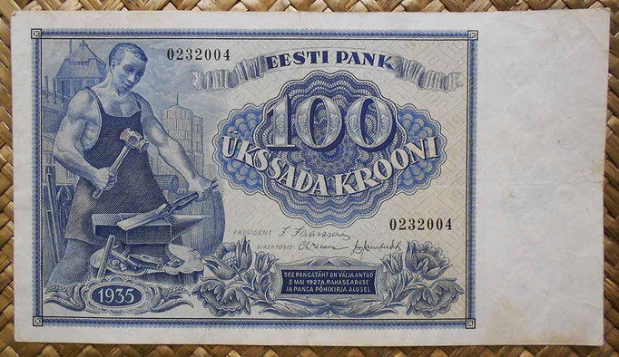 Estonia 100 krooni 1935 (180x102mm) pk.66 anverso