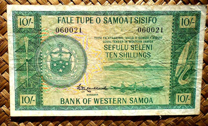 Western Samoa 10 shillings 1963 (134x74mm) anverso