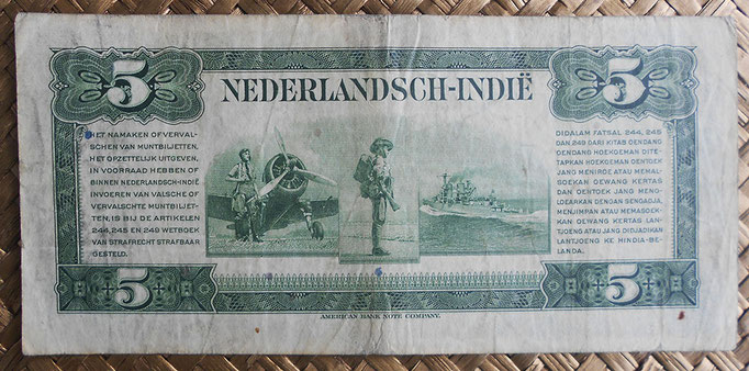 Indias Holandesas 5 gulden 1943 reverso