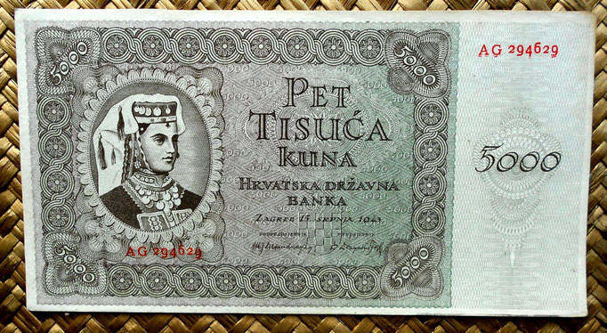 Croacia 5000 kunas 1943 (178x94mm) anverso