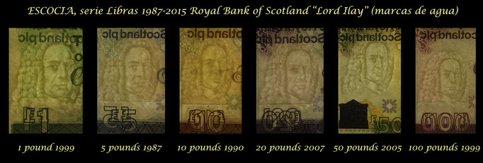 Escocia serie Libras 1987-2015 RBS Lord Ilay marcas de agua