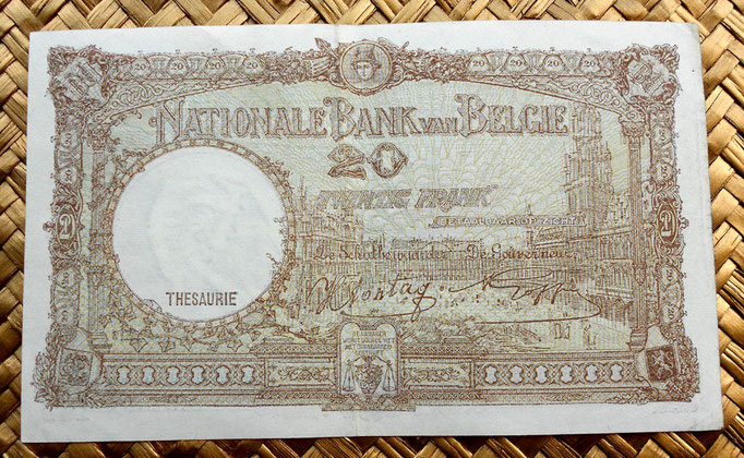 Bélgica 20 francos 1943 reverso
