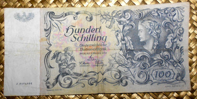 Austria 100 shillings 1949 anverso