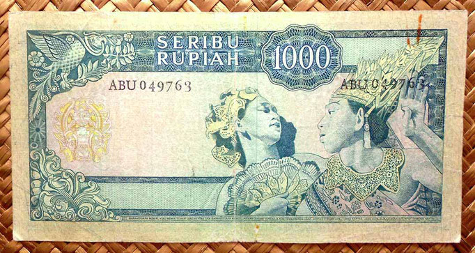 Indonesia 1000 rupias 1960 pk.88b reverso