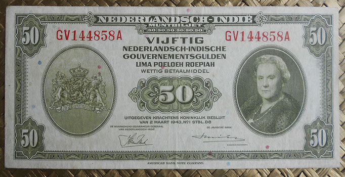 Indias Holandesas 50 gulden 1943 anverso