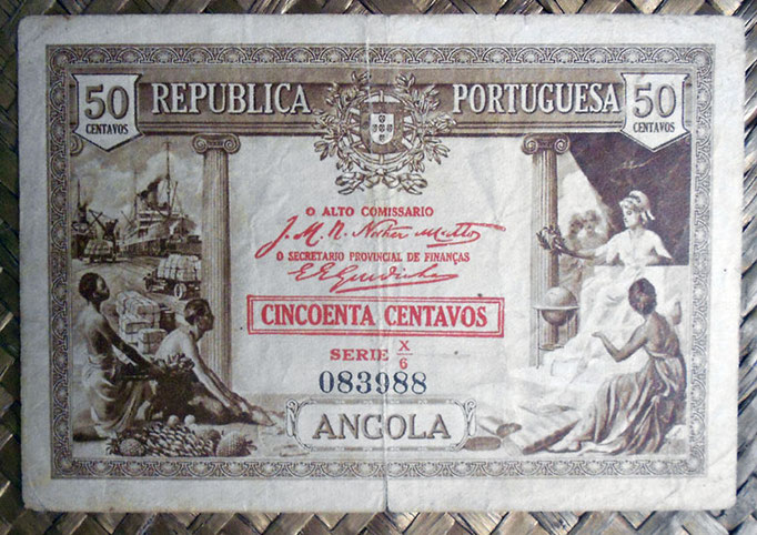 Angola colonial 50 centavos 1923 (112x76mm) pk.63 anverso