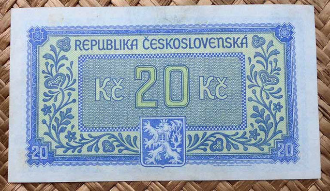 Checoslovaquia 20 korun 1945 reverso