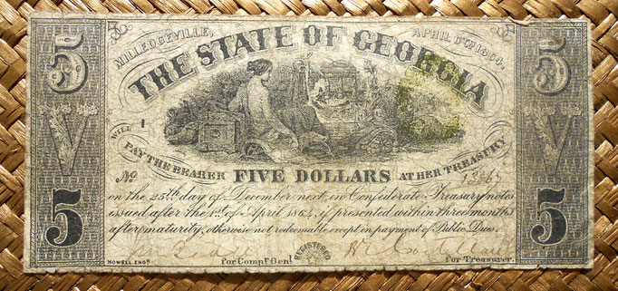 Georgia 5 dólares 1864