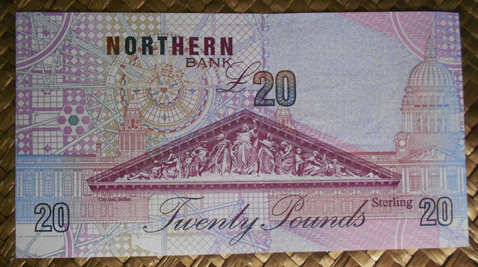 Irlanda del Norte 20 libras 1999 Northern Bank pk.199b reverso