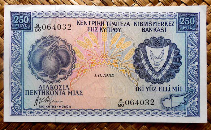 Chipre 250 mils 1982 (125x72mm) anverso