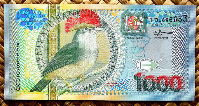 Surinam 1000 gulden 2000 anverso