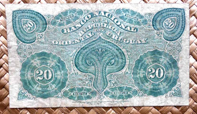 Uruguay 20 centésimos de peso 1887 reverso