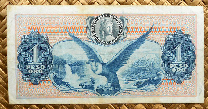 Colombia 1 peso oro 1968 reverso