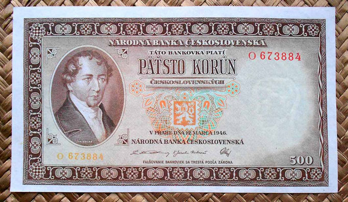 Checoslovaquia 500 korun 1946 anverso