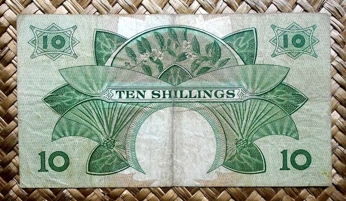 British East Africa 10 shilling 1958-60 reverso (145x80mm)