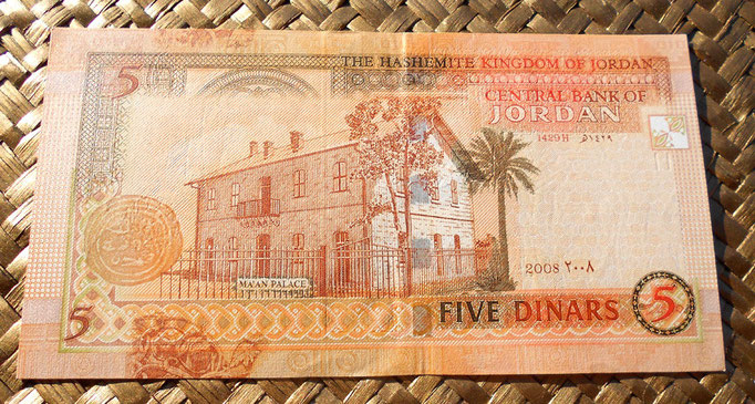 Jordania 5 dinares 2009 reverso