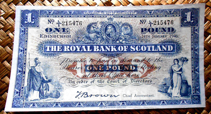 Escocia 1 libra 1946 Edimburgo anverso