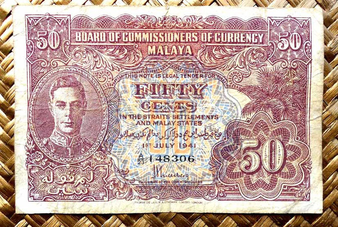 Malaya británica 50 centavos 1941 anverso