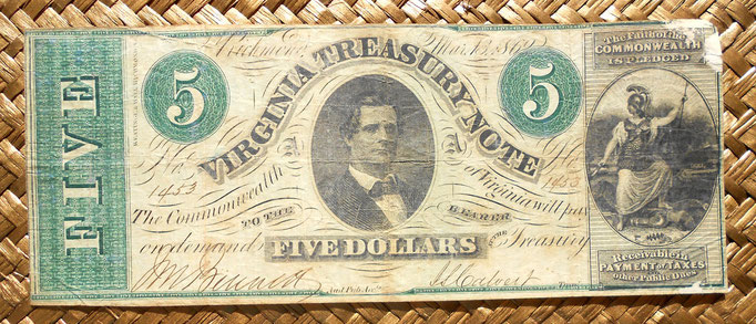 Virginia 5 dólares 1862