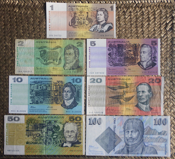 Australia 1ª serie decimal -$ '70-'90 s.XX anversos