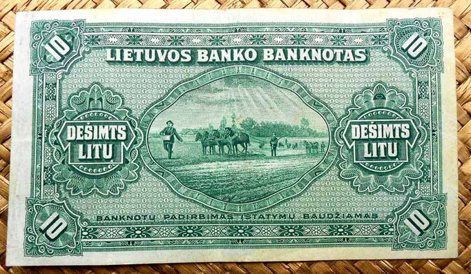 Lituania 10 litu 1927 reverso