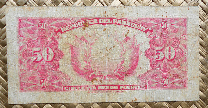 Paraguay 50 pesos fuertes 1923 reverso