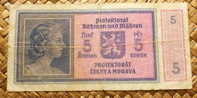 Bohemia y Moravia 5 coronas 1940 reverso