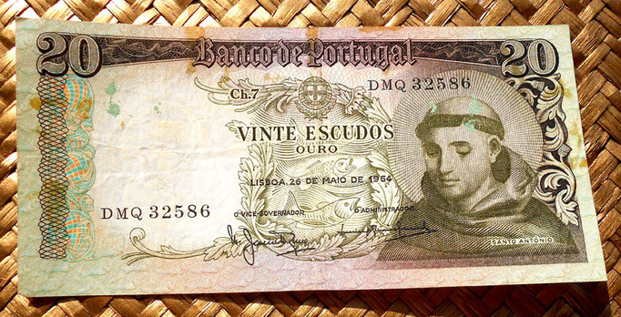 Portugal 20 escudos 1964 anverso