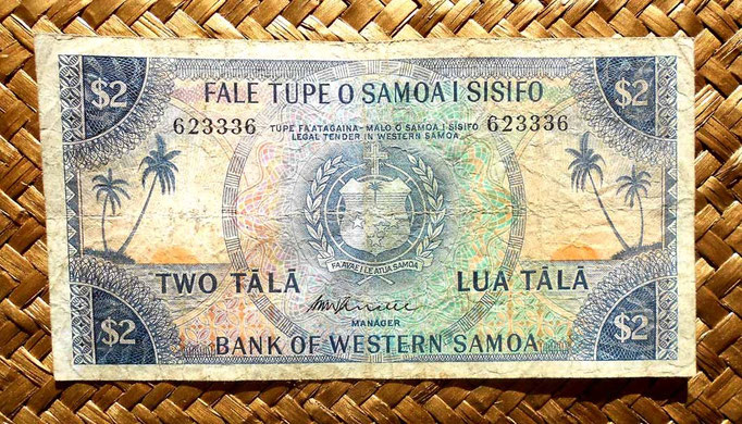Western Samoa 2 tala 1967 (144x74mm) anverso