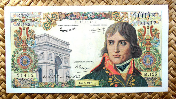 Francia 100 nuevos francos 1961 (172x92mm) anverso