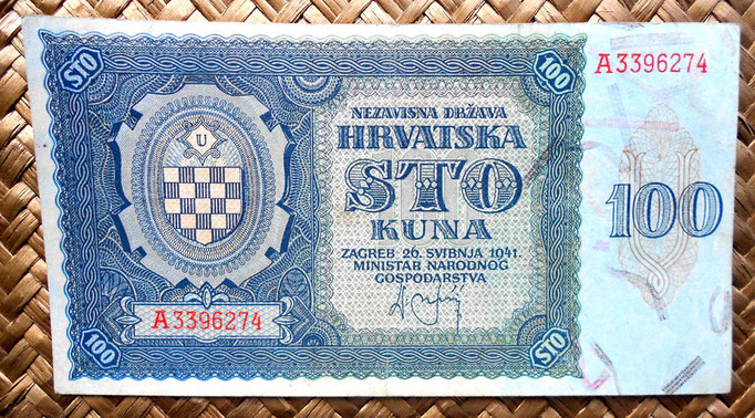 Croacia 100 kunas 1941 (148x78mm) anverso