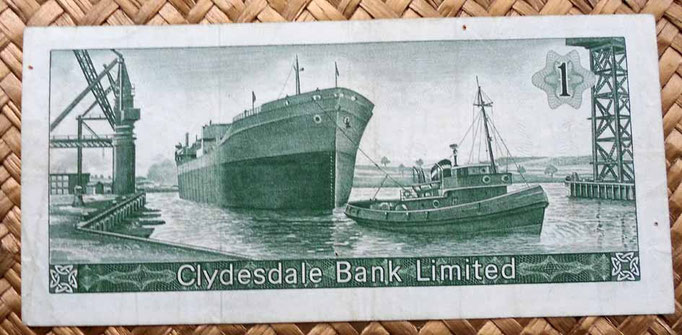 Escocia Clydesdale Bank 1 libra 1966 reverso