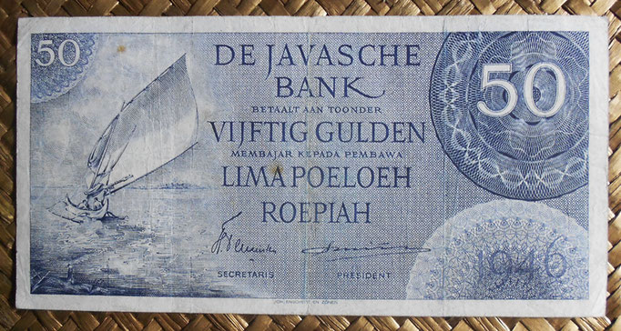 Indias Orientales Holandesas 50 gulden 1946 (148x74mm) pk.93 anverso