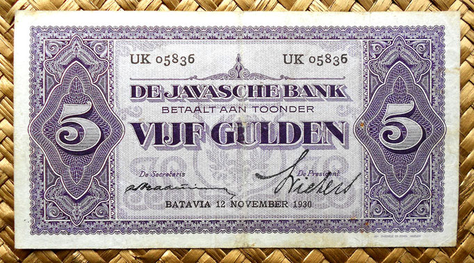 Indias Holandesas 5 gulden 1930 (138x74mm) pk.69  anverso