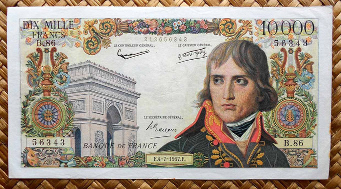 Francia 10000 francos 1957 anverso
