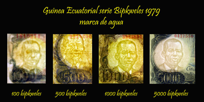 marcas de agua serie bipkweles de Guinea Ecuatorial 1979