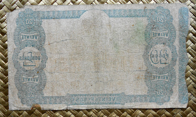 Uruguay 20 pesos oro sellado 1871 Banco Maua&Cia reverso