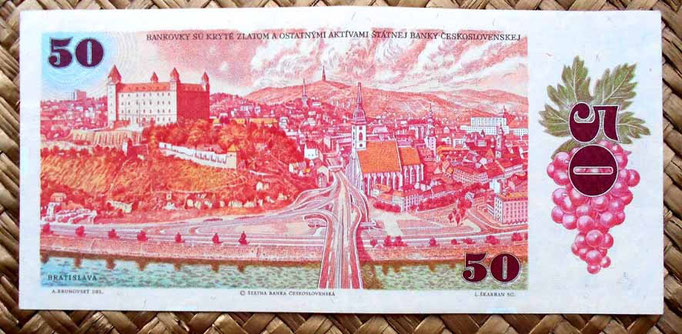 Checoslovaquia 50 korun 1987 reverso