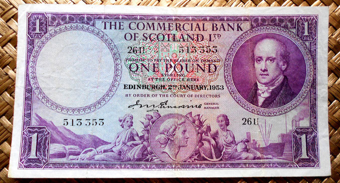 Escocia 1 libra 1953 Edimburgo anverso