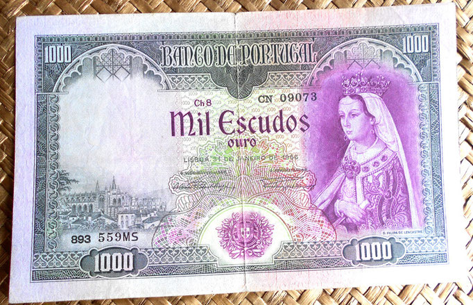 Portugal 1000 escudos 1966 anverso