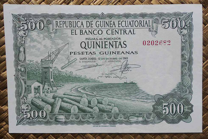 Guinea Ecuatorial 500 pesetas 1969 (146x94mm) pk.2 anverso