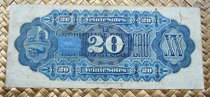 Perú 20 soles 1879 reverso