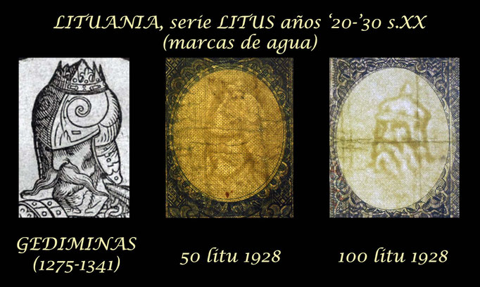 Lituania serie litas años '20-'30 s.XX marcas de agua