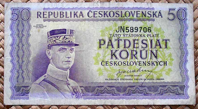 Checoslovaquia 50 korun 1945 anverso