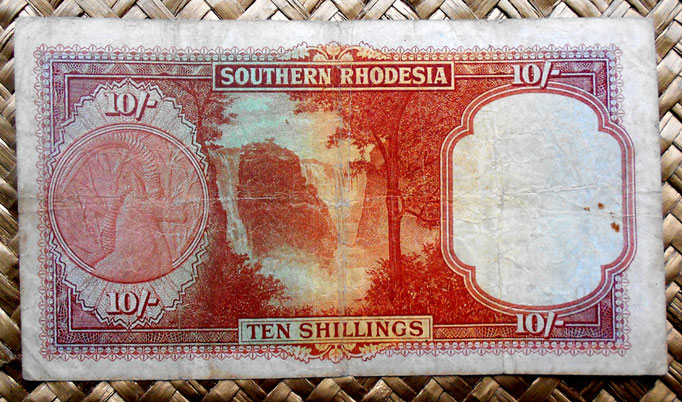 Rodesia del Sur 10 shillings 1939 reverso